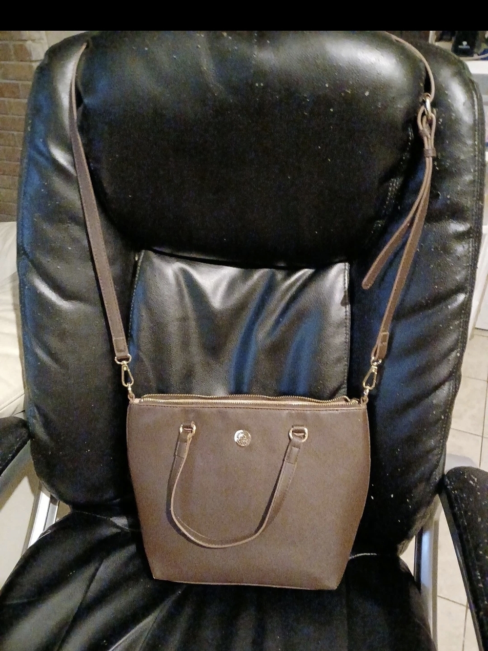 Anne Klein Brown Crossbody Tote with Detachable Strap